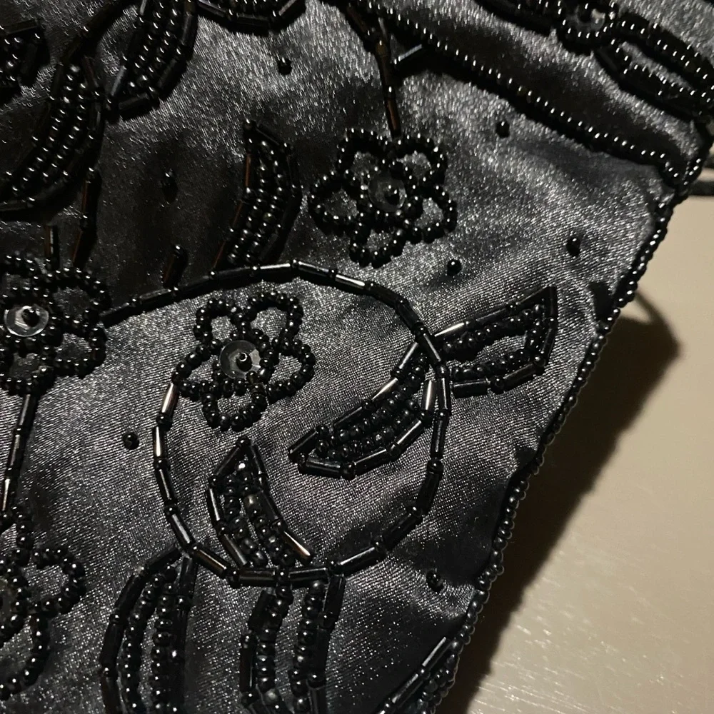 Black Floral Beaded Evening/Shoulder Bag - Picture 8 of 12